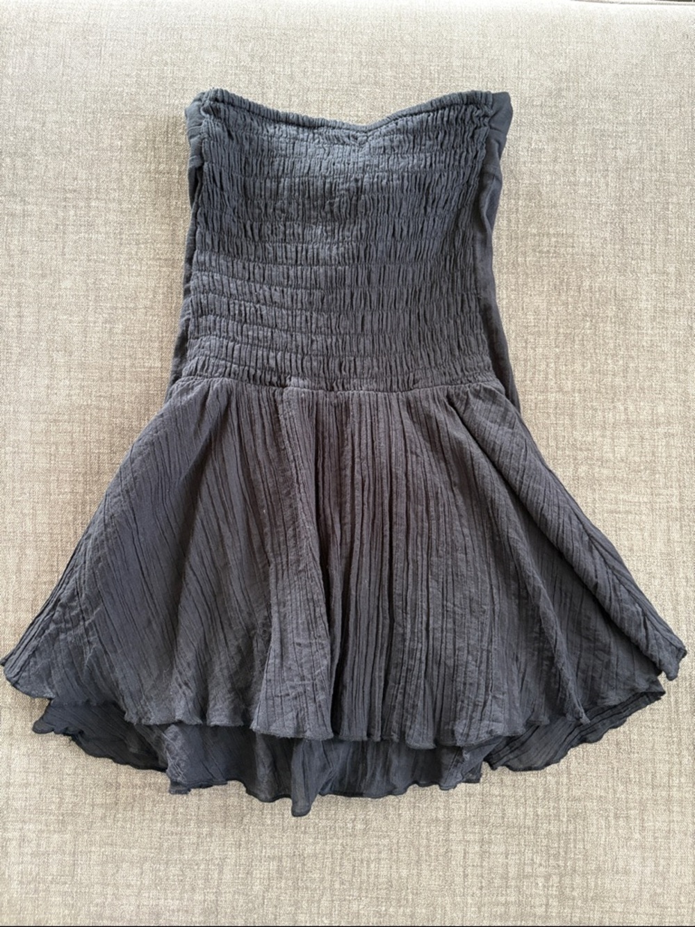 Free People Black Off Shoulder Twist Front Ruffle Mini Dress Cotton XS - Picture 8 of 8